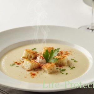 Supa crema de dovlecel, cu crutoane