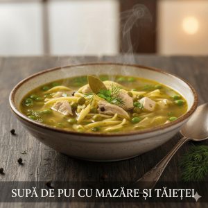 Supa de pui cu mazare si taitei