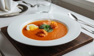 Supă de roșii cu găluște de brânză