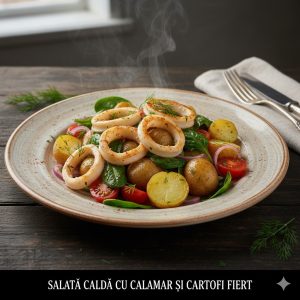 Salată caldă cu calamar și cartofi