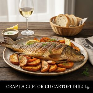 Peste prajit cu cartofi dulci si pastai