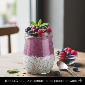 Budinca de chia cu smoothie din fructe de padure